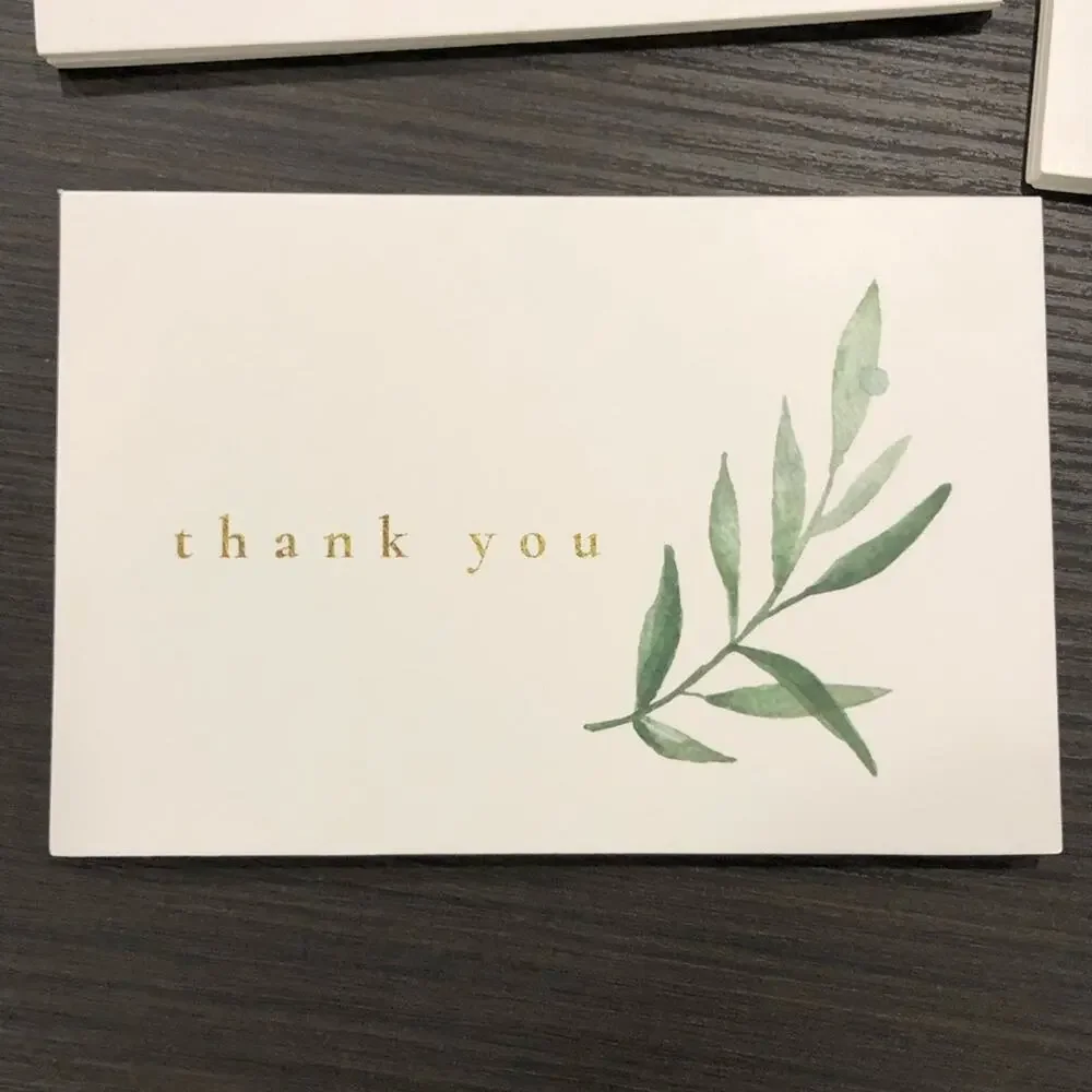 GOOJI Green & Gold‎ Watercolor Botanical THANK YOU Note Cards in 6 Patterns